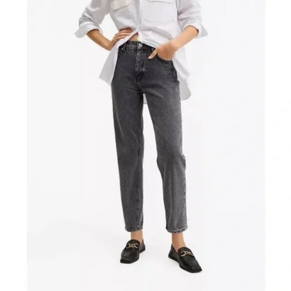 Black Denim MANGO Mom High Waist Ankle Jeans (NWT)
